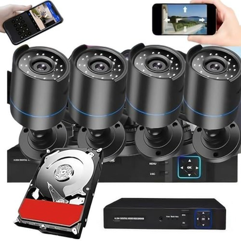 DVR Video Security Camera System 4-Channel AHD with Built-in 512GB Hard Drive Night Vision 4 HD 1080P Bullet Cameras for Indoor/Outdoor CCTV Surveillance Includes 4 X 60cm BNC Cables