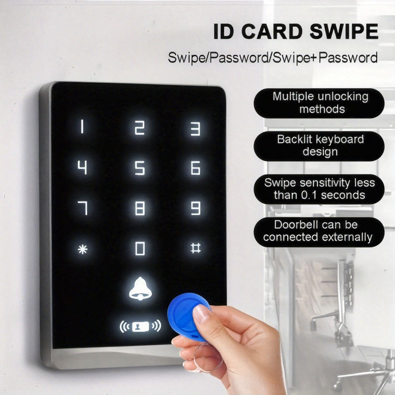 KaisoTech Commercial Door Access Control: 1600 User Swipe/Password Door Lock with ID Card Reader and Doorbell