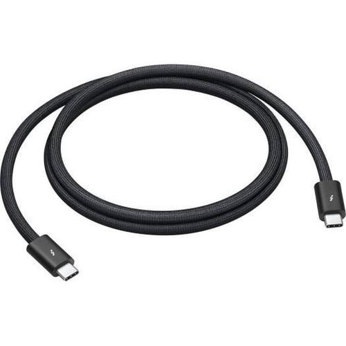 Black braided Apple Thunderbolt 4 USB-C Pro Cable, 1m, with lightning bolt connector logos.