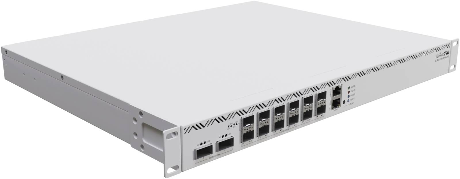 MikroTik CCR2216-1G-12XS-2XQ Cloud Core Router, AL73400 CPU, 16GB RAM, ARM 64bit Architecture, Gigabit Ethernet, 2x 100G QSFP28 & 12x 25G SFP28 Ports, 2x M.2, RouterOS L6, White | CCR2216-1G-12XS-2XQ