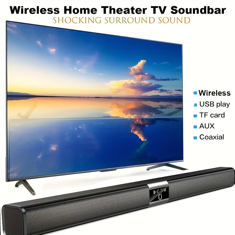 3D Home Theater Wireless Soundbar TV Speaker, Stereo, High Quality, USB/TF Card/Coaxial, Wireless/Wired, with USB Type-C Port, 18650 Rechargeable Lithium Battery (Charger Not Included), Compatible with TV, DVD Player, Music P