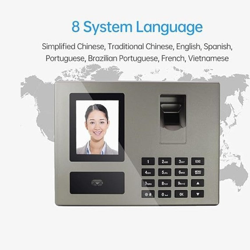 Biometric Face & Fingerprint Attendance Machine with Large TFT Screen, Dual-Camera System, Fast Identification Suitable for Office,, - Fingerprint Scanner, Face Recognition Device, Data Output & Large Storage Capacity