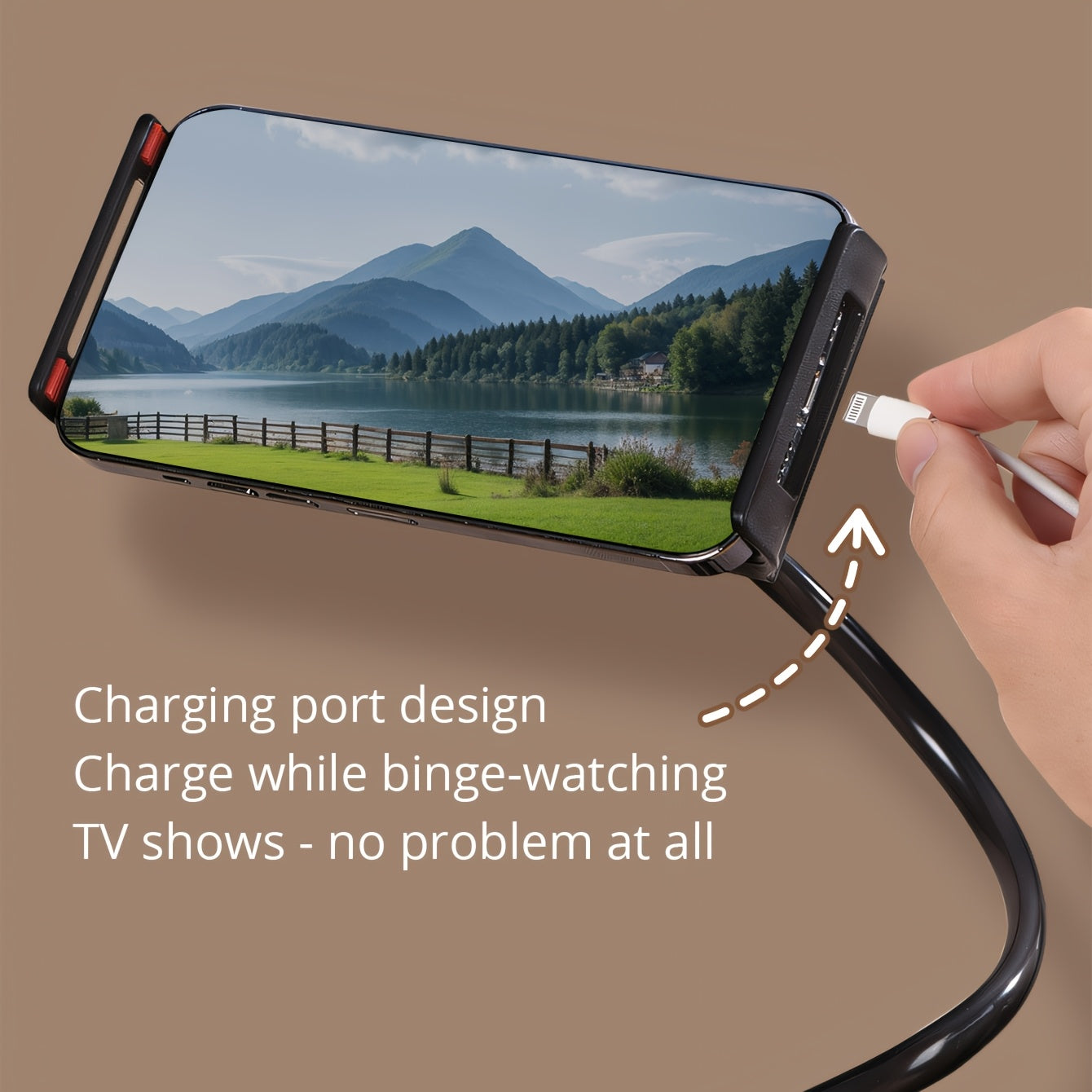 A Single Unit of a 360° Adjustable Flexible Hose Holder - Stable And Non-Wobbly + Compatible with Phones And Tablets + Freely Adjustable Angles, Minimalist And Practical Style, Clamp-Type Universal Design, Made of Flexible H