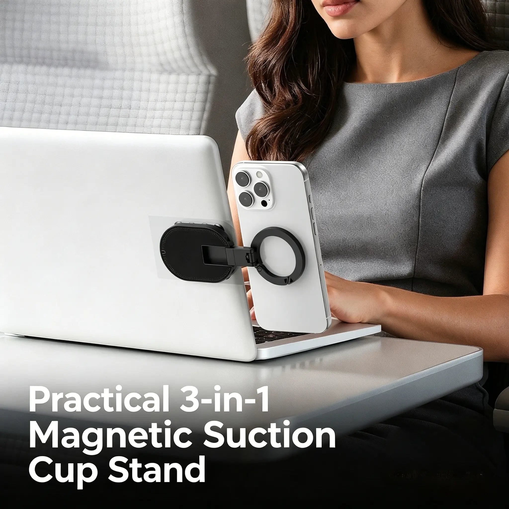 Phone Holder, Magsafe-Compatible Ring Mount, 360° Rotatable Phone Stand for Car, Desk, Travel, Universal Smartphone Grip