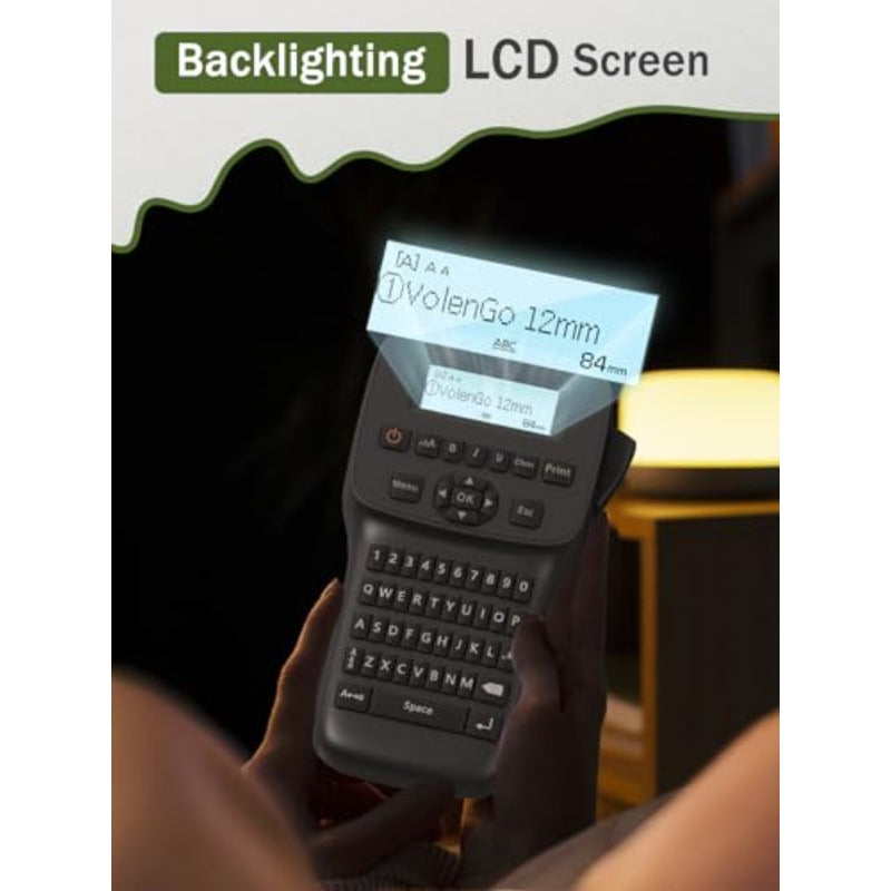 Rechargeable Label Maker Machine | Portable With Large Backlit Lcd, Qwerty Keyboard, Wireless, Easy-To-Use For Home/School/Office, Grey
