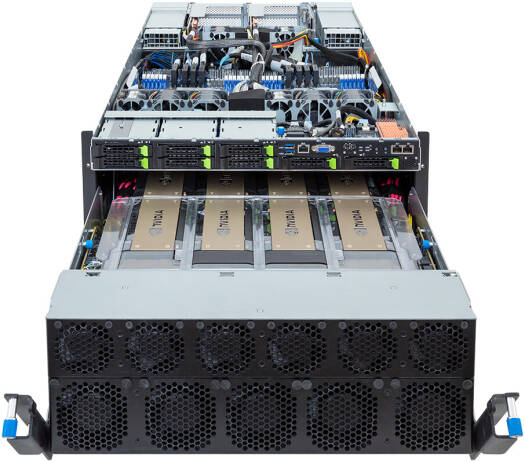 HPC AI GPU Server, Workstation NVIDIA HGX H200 8-GPU Server, AMD 2x EPYC 9754, 2.304TB (24x 96GB) RAM, 2x 1.92TB SSD + 3x 7.68TB SSD Storage, 8x ConnectX-7 VPI 400GbE & 2x VPI 200Gbe | G593-ZD1- AAX3