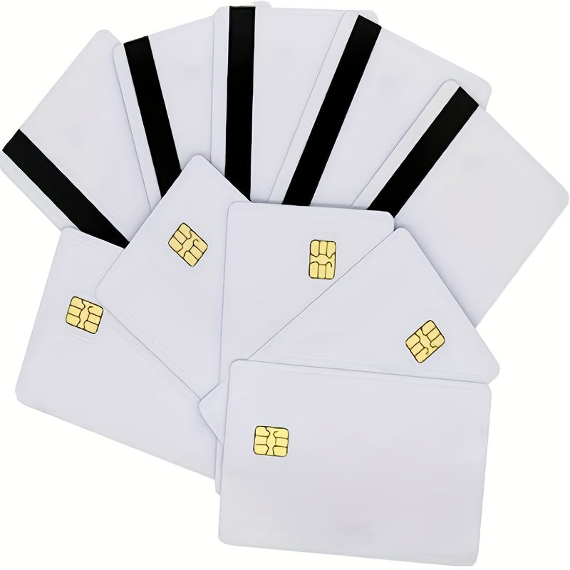 [10pcs SLE4442 Smart Card] 10pcs SLE4442 Chip Cards | Blank Smart Card, PVC Blank Card Contact IC Card With 5/16inch 2 Tracks Hico Magnetic Stripe 2 In 1 Blank PVC IC Smart Card