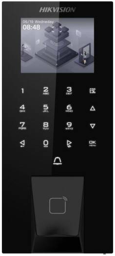 Hikvision Value Fingerprint Terminal, 2.4" LCD 320 x 240 Display, 5000 Fingerprint Capacity, 5000 Card Capacity, M1 Card Type, Optical Fingerprint Module, Black | DS-K1T807MBFWX-E1