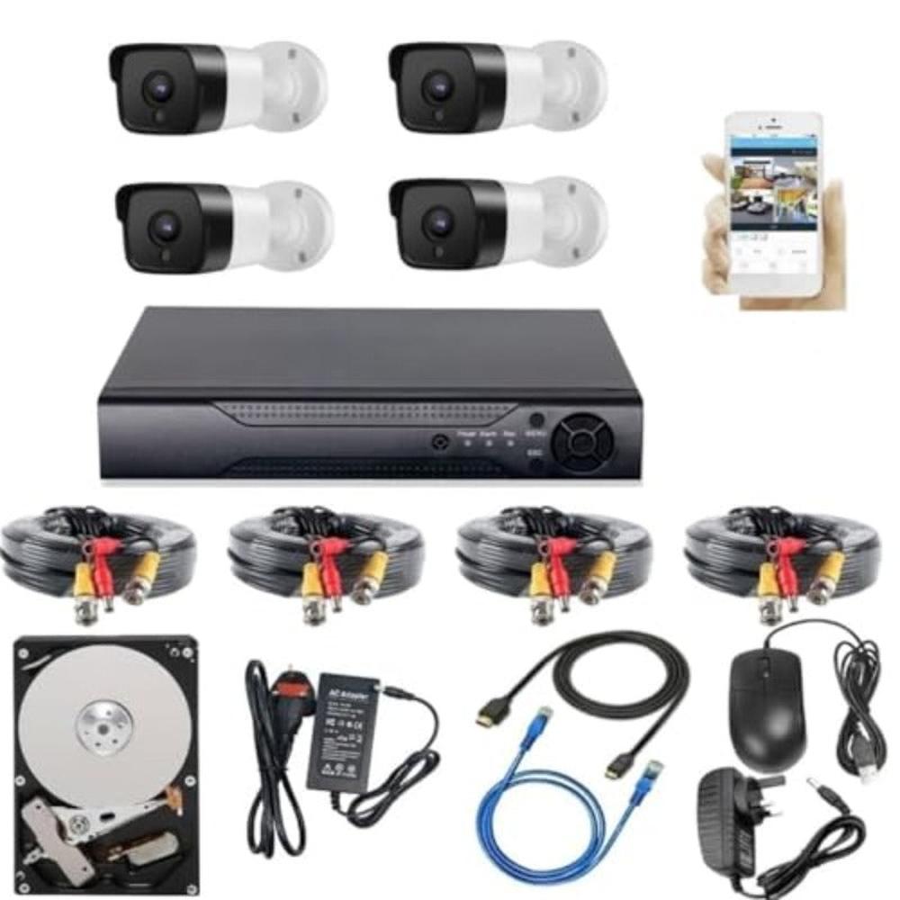 Napco Security Camera 1080P Hd Cctv Surveillance System Kit Np-6604S For Home And Office | 4Ch Dvr-4 Outdoor Bullet Cameras, Hard Disk, 15 Meters Cable X 4, Night Vision, Android And Ios App