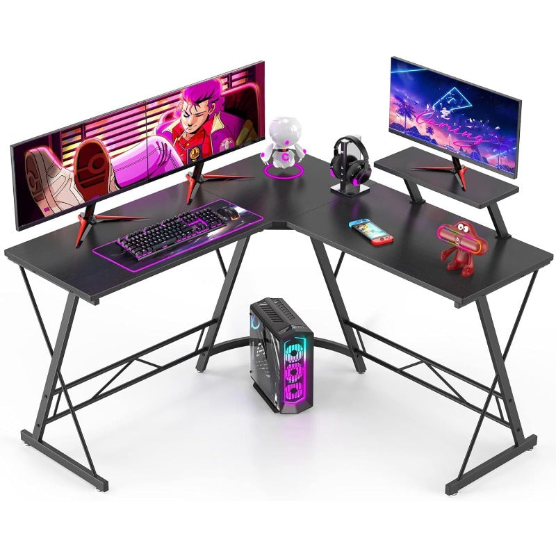 Large L-Shaped Desk Suitable for Home Office & Gaming Desk, Heavy-Duty Computer Desk with Corner Workstation, Modern Writing Table for Gaming Setup, Spacious Writing Workstation (Assembly Required) - -Standing