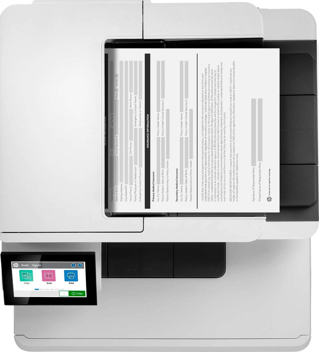 HP M480F Color LaserJet Enterprise Multifunction Printer, Up To 29ppm Print Speed, Auto Duplex, 4.3'' Color Touch, 50 Sheet ADF, 250 Sheets Input Tray, Print / Copy / Scan / Fax, White | 3QA55A