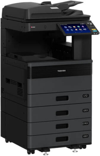 Toshiba E-STUDIO2528A Multifunction Printer, 25 PPM Print Speed, 10.1" Color WSVGA Touch Screen Tilting Display, Dual Scan Document Feeder, 1200-5200 Paper Capacity, Black | E-STUDIO2528A