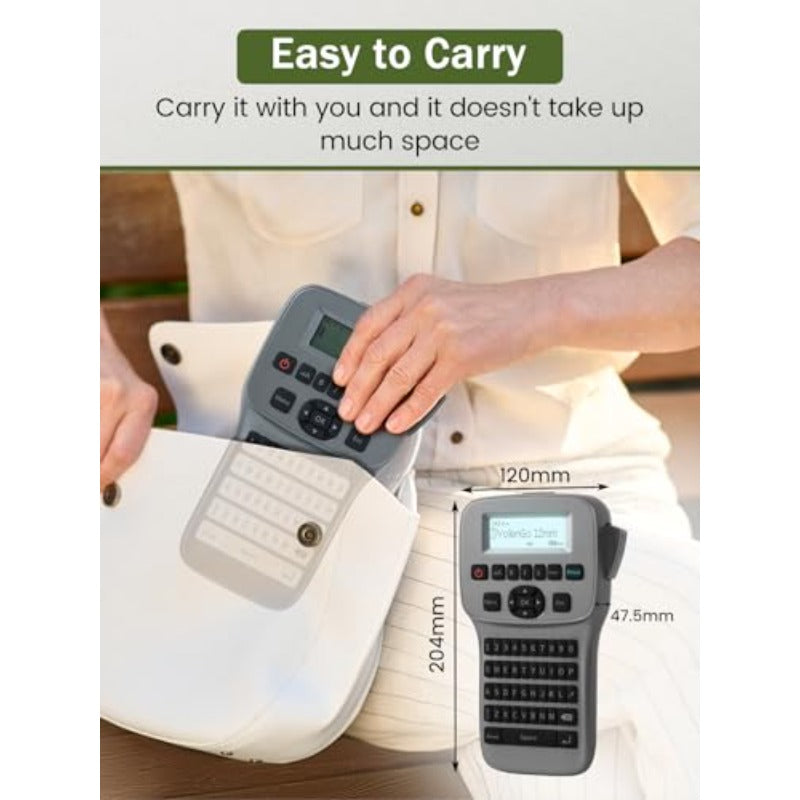 Rechargeable Label Maker Machine | Portable With Large Backlit Lcd, Qwerty Keyboard, Wireless, Easy-To-Use For Home/School/Office, Grey