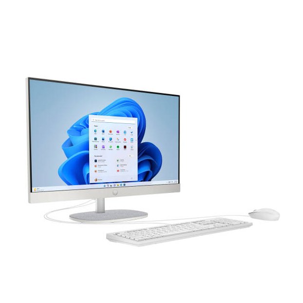 HP All-in-One 24-cr0342nh Desktop Computer, 24" FHD IPS Touch Display, Intel Core i5-1334U, 8GB RAM, 512GB SSD, Intel Iris Xe Graphics, Wired Keyboard & Mouse, No OS, White | BY1X5EA#BH5