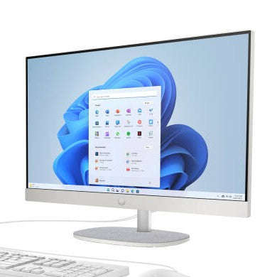 HP All-in-One 24-cr0342nh Desktop Computer, 24" FHD IPS Touch Display, Intel Core i5-1334U, 8GB RAM, 512GB SSD, Intel Iris Xe Graphics, Wired Keyboard & Mouse, No OS, White | BY1X5EA#BH5