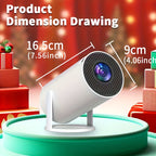 Portable Projector HY600 with Android 11 | 4K/1080P Full HD, Automatic Keystone Correction, 290 Lumens Brightness, Compatible with Laptops/PCs/Smartphones/USB, EU Plug