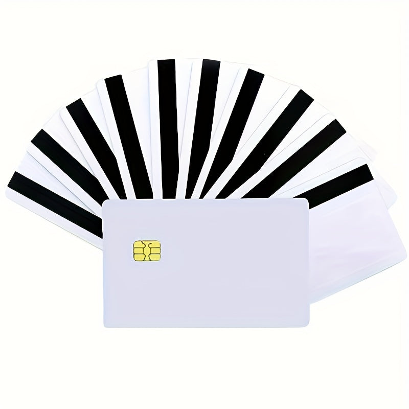 [10pcs SLE4442 Smart Card] 10pcs SLE4442 Chip Cards | Blank Smart Card, PVC Blank Card Contact IC Card With 5/16inch 2 Tracks Hico Magnetic Stripe 2 In 1 Blank PVC IC Smart Card