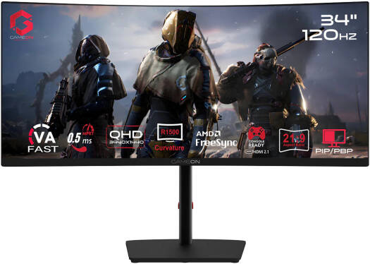 GAMEON Spectra Pro Series Monitor, 34" Fast VA Curved Display, WQHD Resolution, 120Hz Refresh Rate, 0.5ms (MPRT) Response Time, Adaptive-Sync & VRR, HDR10, R1500 Curvature, Black | GOC34WQHD120VA