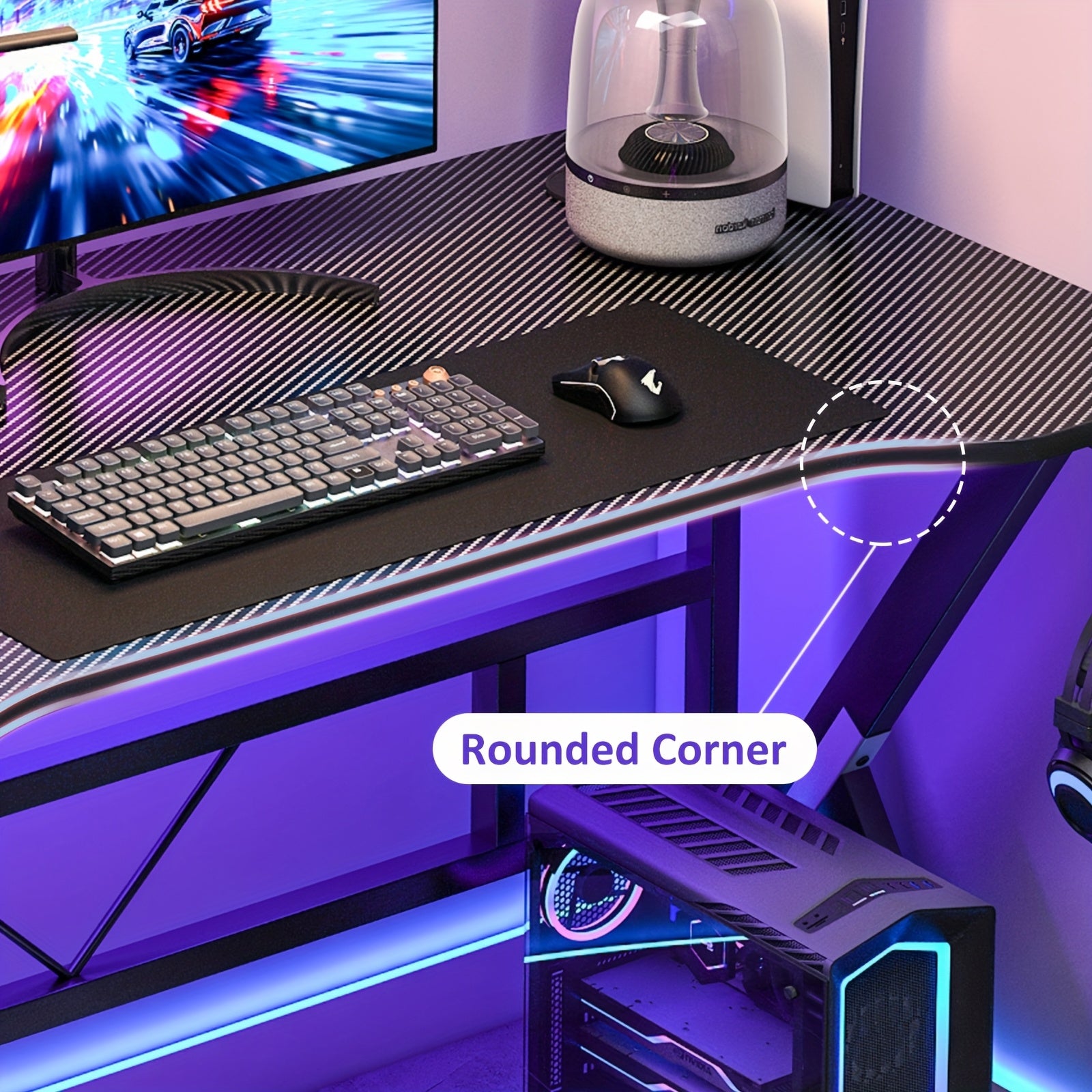 LAFULAIFU Computer Table - 110Cm/140Cm Desk Designed for Computers, Featuring a Headphone Hook And Cup Holder. It Boasts a Robust Metal And Wood Build, with a Modern Gaming Style Available in White Or Black