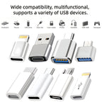 8pcs USB Type-C Adapter Set | USB-C to Lightning, Micro USB to USB-C, USB OTG, USB-C Male to USB 3.0 Female Adapters for Quick Charging and Data Transfer on Laptops and Phones