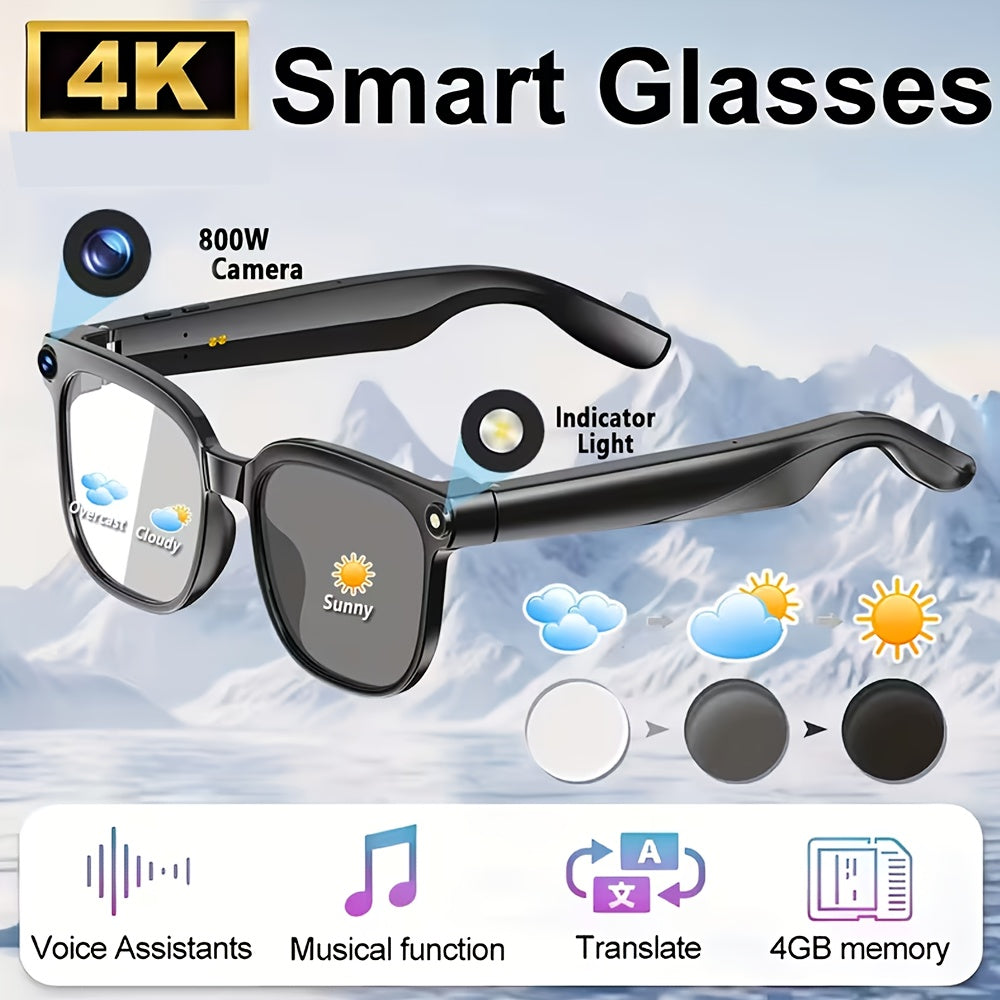 Valentine's Day Gift, 2026 New AI Call Glasses, 4K Camera Glasses, Decorative Glasses, Party Glasses, TR90 Frame Smart Glasses, Equipped with ChatGPT Technology, 1080P HD Video Bluetooth Call/Multilingual Translation Glasses/