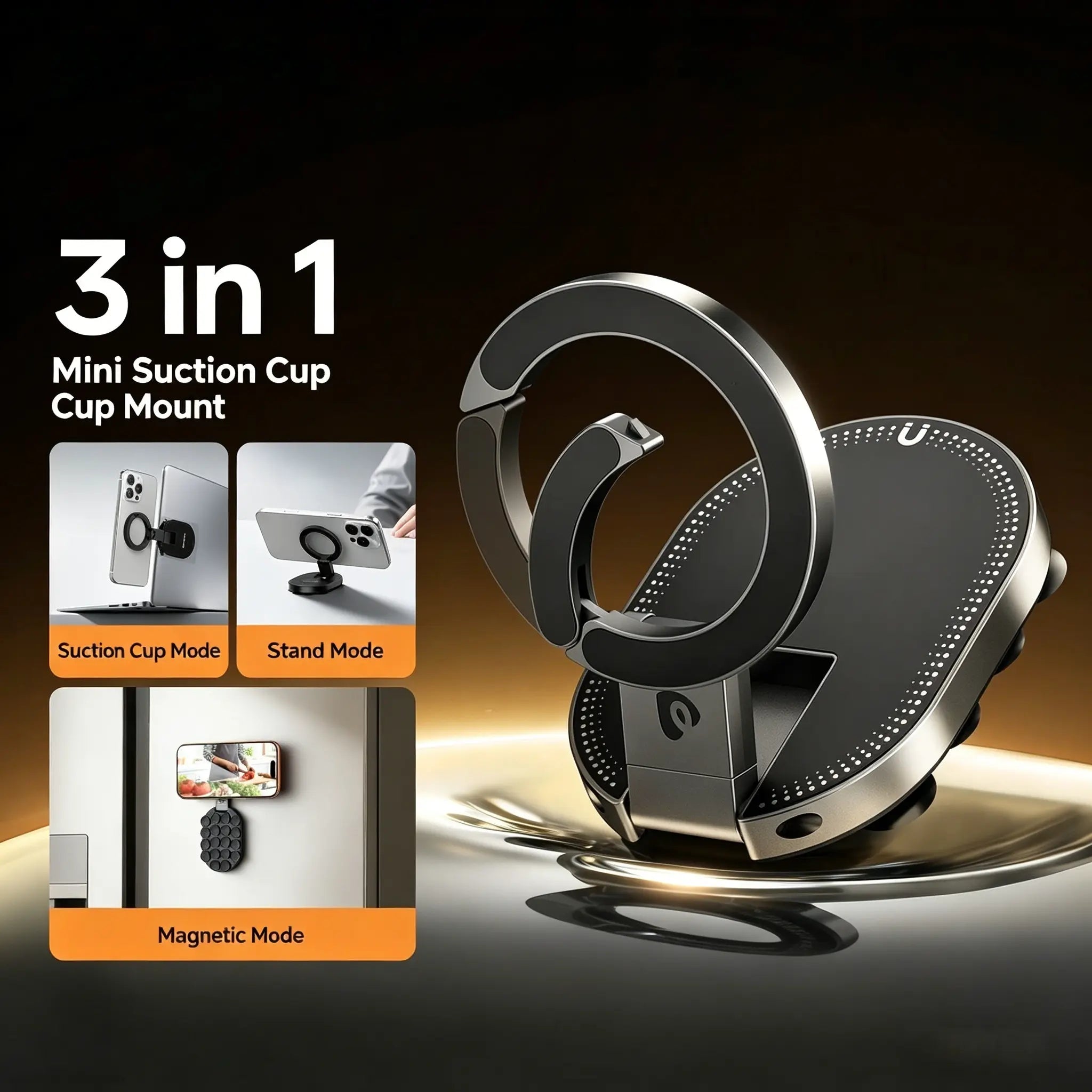 Phone Holder, Magsafe-Compatible Ring Mount, 360° Rotatable Phone Stand for Car, Desk, Travel, Universal Smartphone Grip