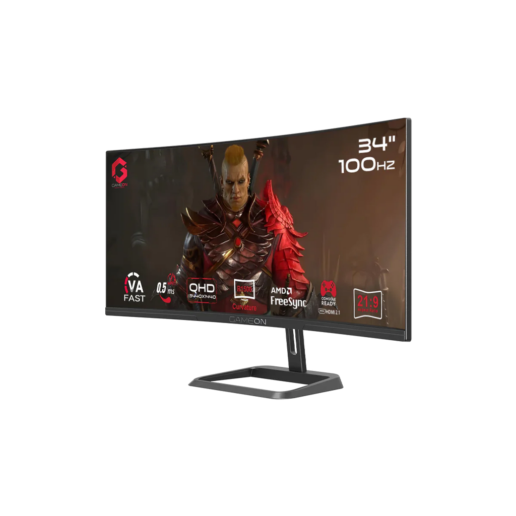 GAMEON GOC34WQHD100VA Curved Gaming Monitor, 34" VA Display, WQHD Resolution