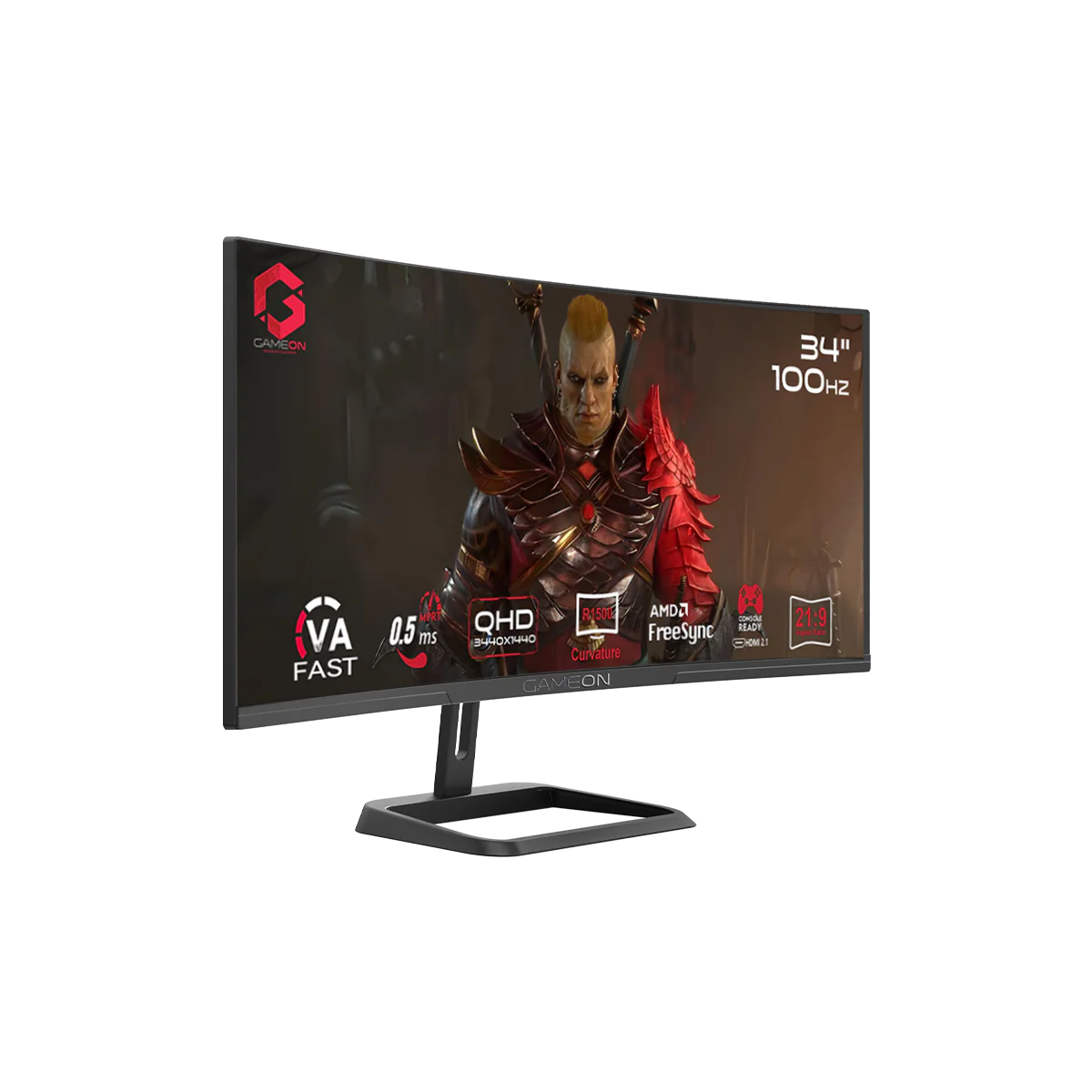 GAMEON GOC34WQHD100VA Curved Gaming Monitor, 34" VA Display, WQHD Resolution