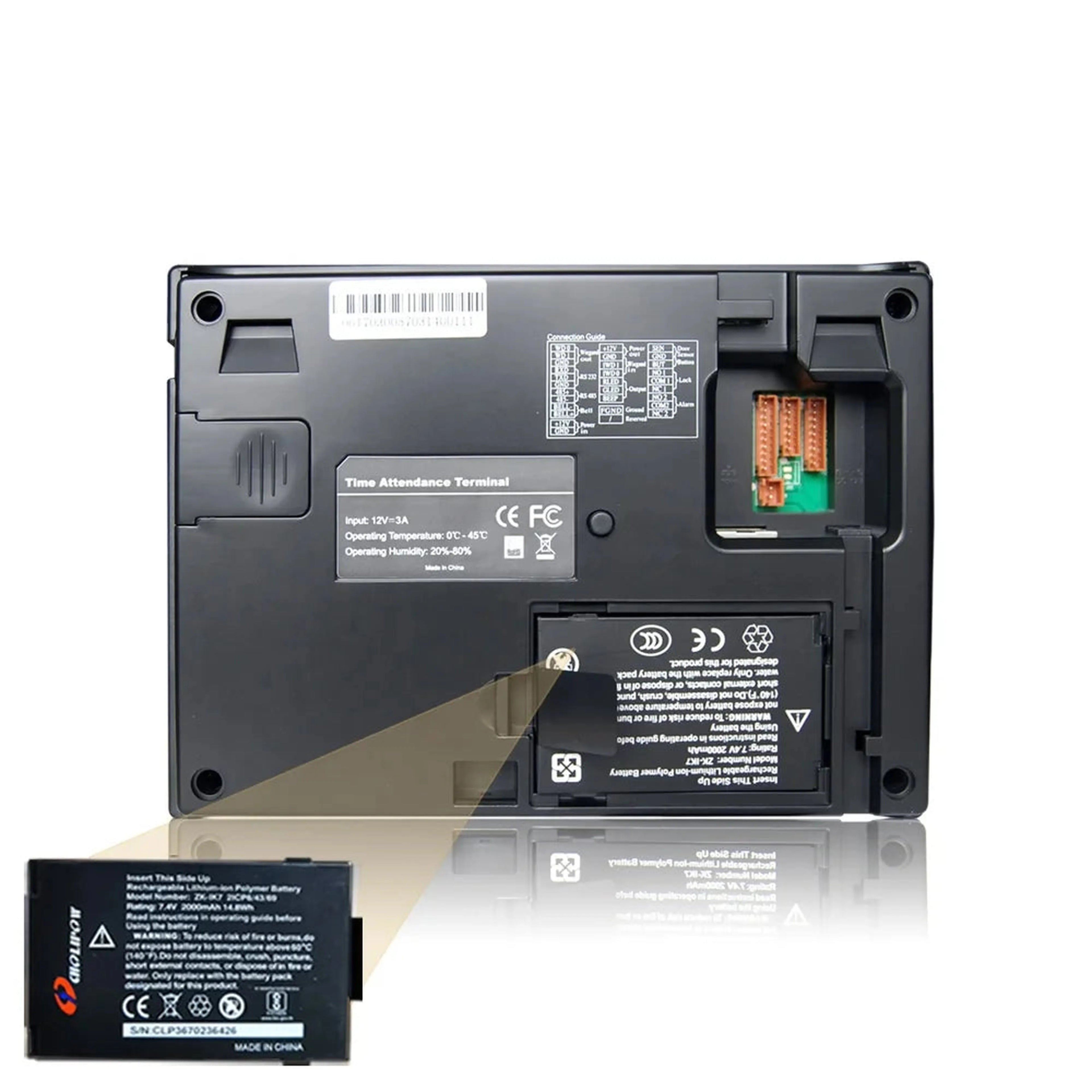 Wireless Fingerprint Biometrics Time Attendance System with Battery and Time Recorder Support WIFI/TCP/IP/USB Port GT200/WIFI