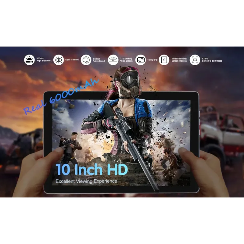 C idea OEM 10-Inch Android 12 Tablet PC High Performance Entertainment for Men 3+64GB Storage 5G WiFi Octa Core Processor 1-Year