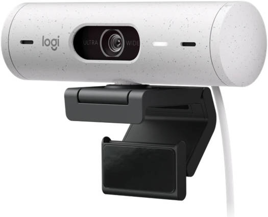 Logitech Brio 500 Full HD 1080p Webcam, Auto Light Correction, Show Mode, Dual Noise Reduction Mics, Webcam Privacy Cover, Works with MS Teams, Google Meet, Zoom, USB-C Cable, Off-White