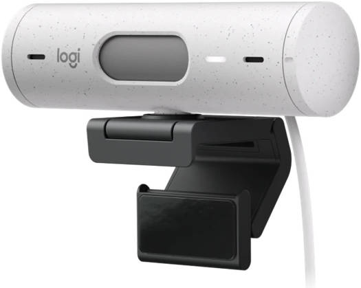 Logitech Brio 500 Full HD 1080p Webcam, Auto Light Correction, Show Mode, Dual Noise Reduction Mics, Webcam Privacy Cover, Works with MS Teams, Google Meet, Zoom, USB-C Cable, Off-White