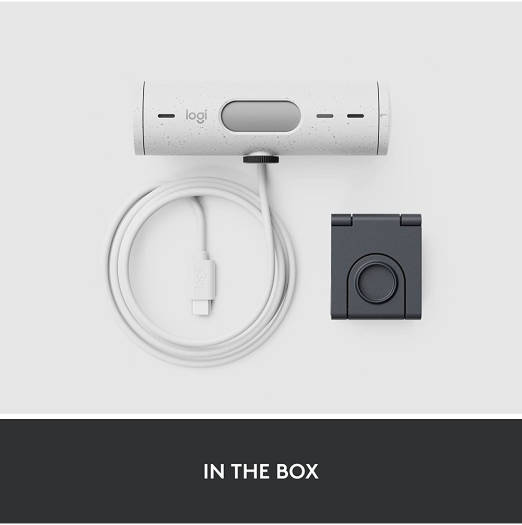 Logitech Brio 500 Full HD 1080p Webcam, Auto Light Correction, Show Mode, Dual Noise Reduction Mics, Webcam Privacy Cover, Works with MS Teams, Google Meet, Zoom, USB-C Cable, Off-White