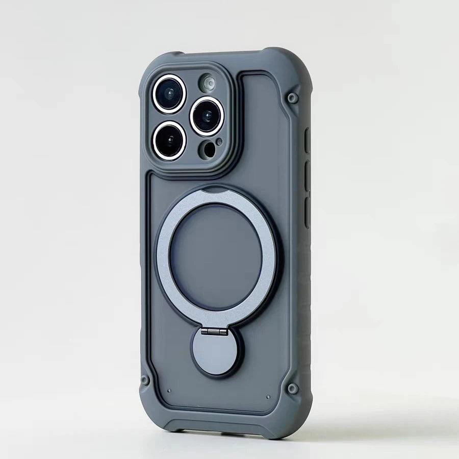 for Magsafe 360° Rotation Metal Stand Phone Case for iPhone 17 12 13 16 Pro Max 17 Pro 14 15 Plus Airbag Shockproof  Matte Cover