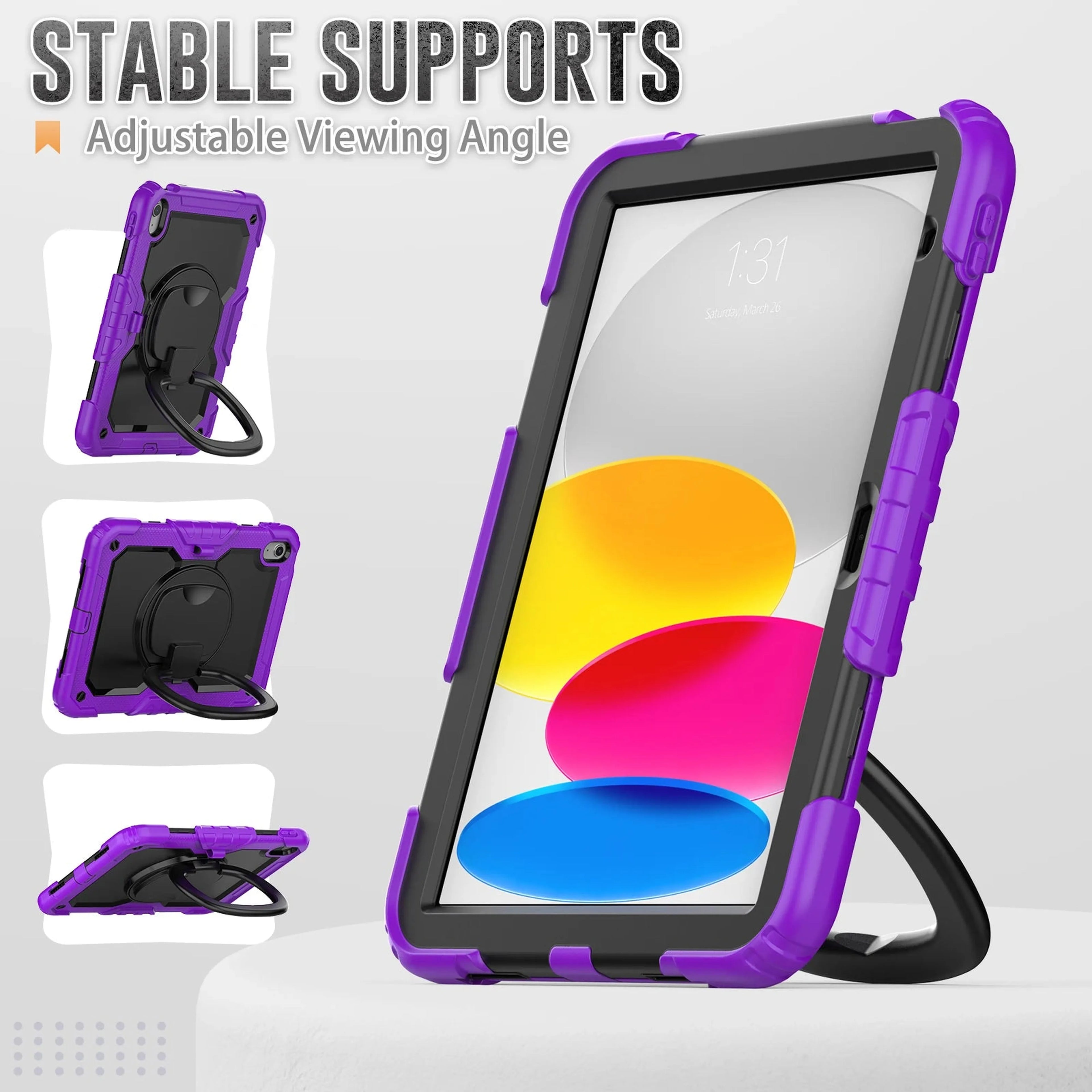 Handle Grip Case Universal For iPad A16 2025 11th 10.9 2022 10th Gen. With Shoulder Strap 360 Rotating Stand Hybrid Kids Cover