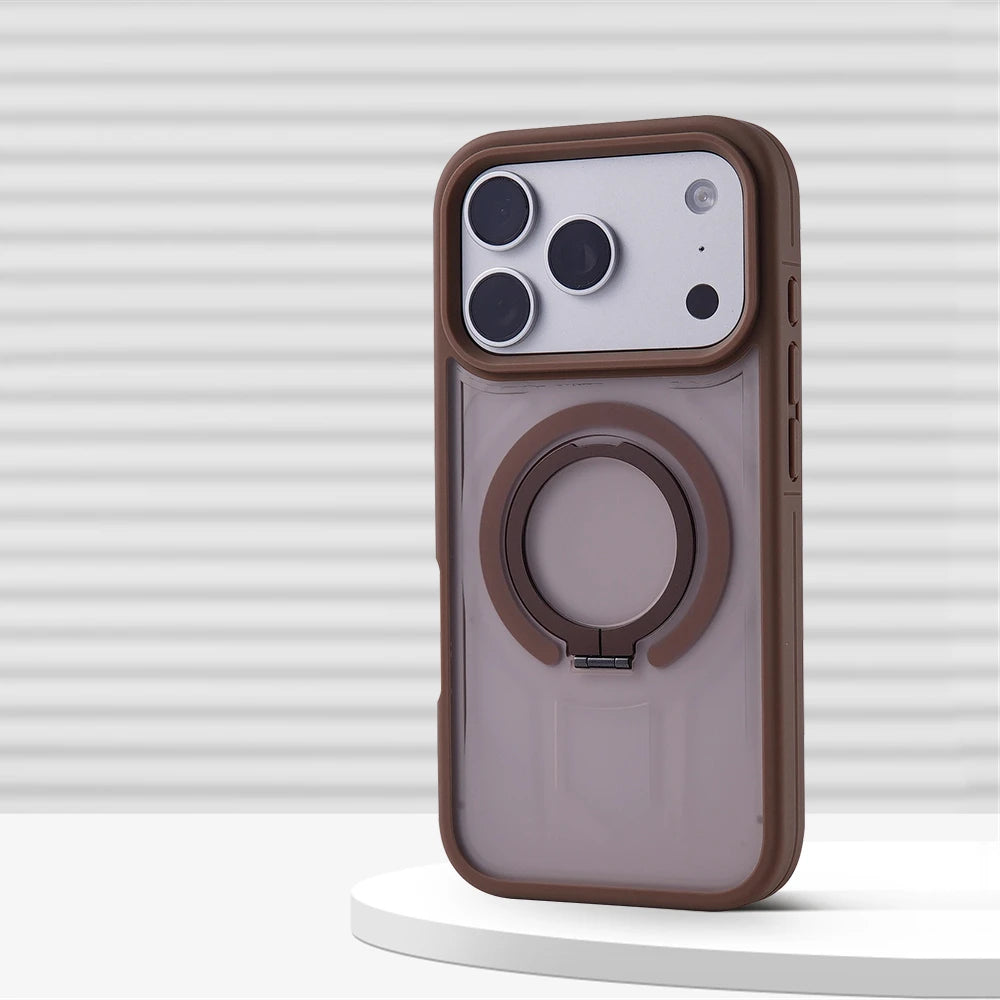 Luxury Matte Magnetic Ring Stand Phone Case for iPhone 17 Pro Max Air 16 15 14 13 12 Plus For Magsafe Shockproof Bumper Cover