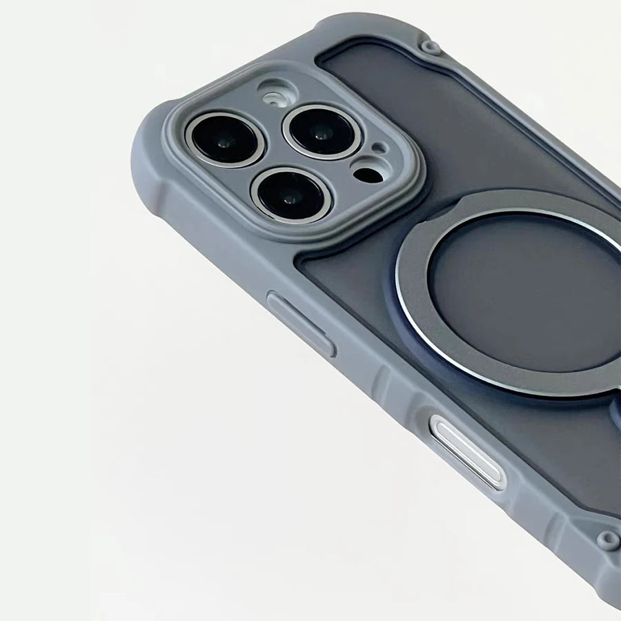 for Magsafe 360° Rotation Metal Stand Phone Case for iPhone 17 12 13 16 Pro Max 17 Pro 14 15 Plus Airbag Shockproof  Matte Cover