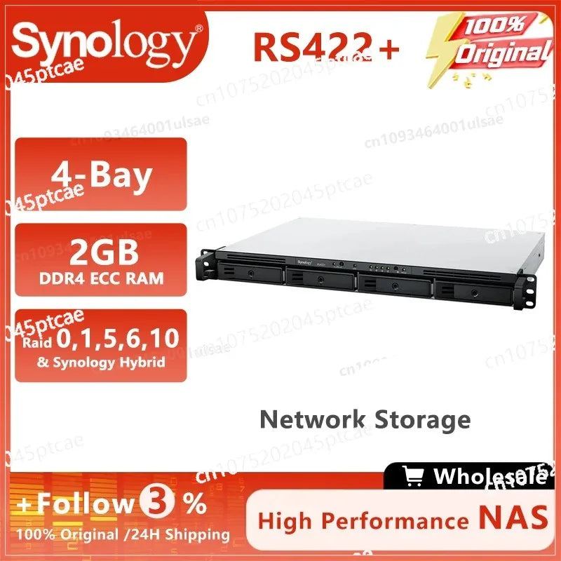 NAS RackStation 1.4Ghz Synology RS422+ 4-Bay Rackmount  Quadcore CPU Rack Station Black (Diskless)