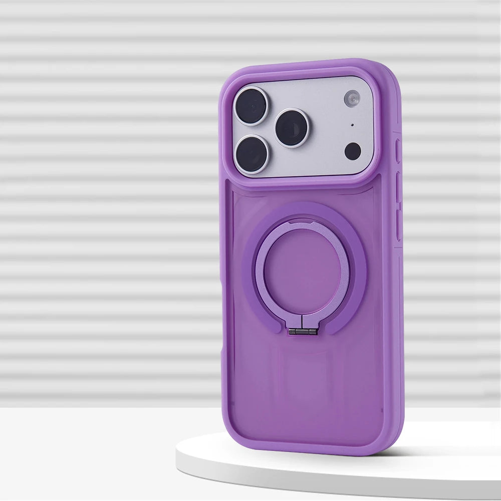 Luxury Matte Magnetic Ring Stand Phone Case for iPhone 17 Pro Max Air 16 15 14 13 12 Plus For Magsafe Shockproof Bumper Cover