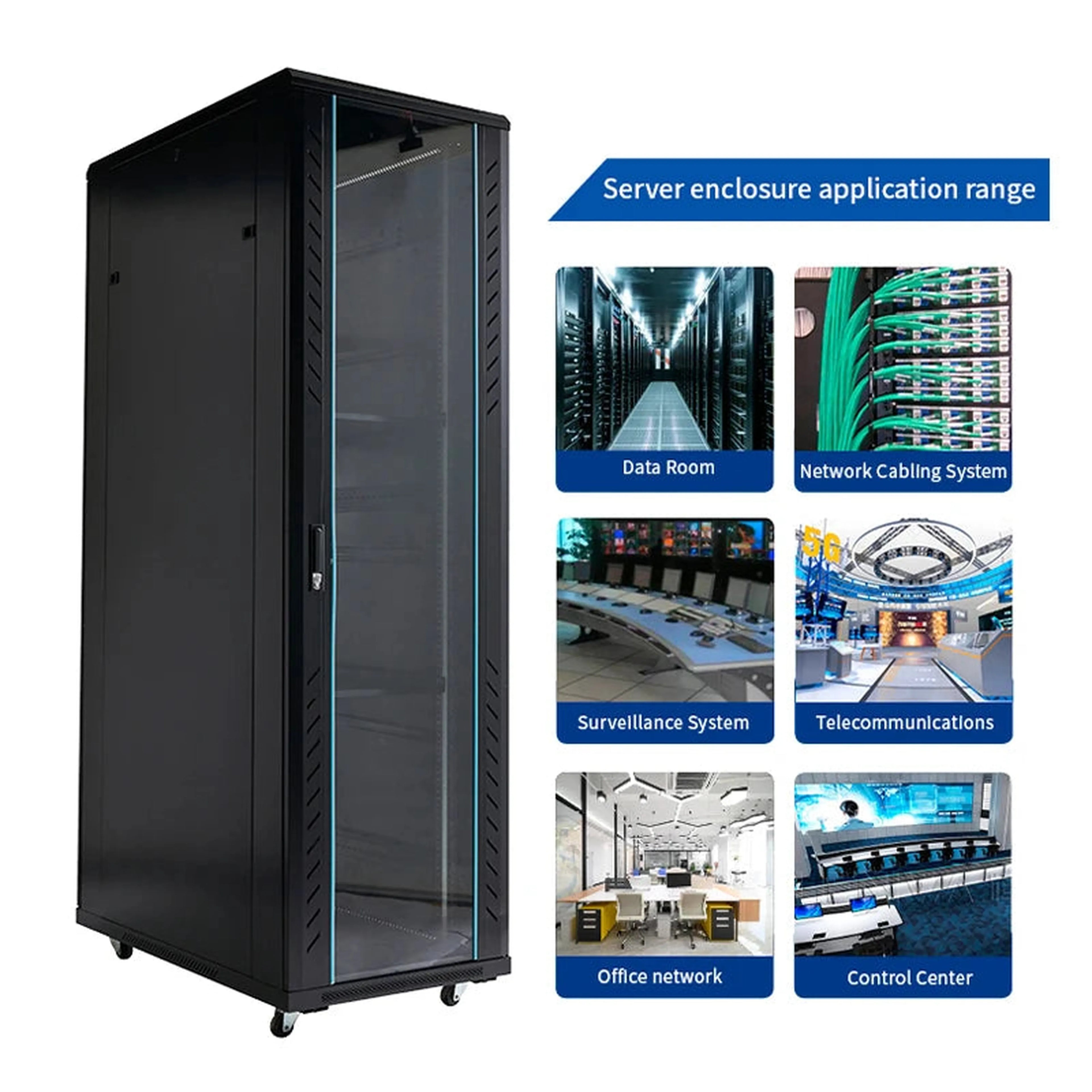 Mobile vertical floor stand 18u 22u 32u 36u network cabinet carriage 19 inch 42u server rack with cooling