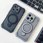 for Magsafe 360° Rotation Metal Stand Phone Case for iPhone 17 12 13 16 Pro Max 17 Pro 14 15 Plus Airbag Shockproof  Matte Cover