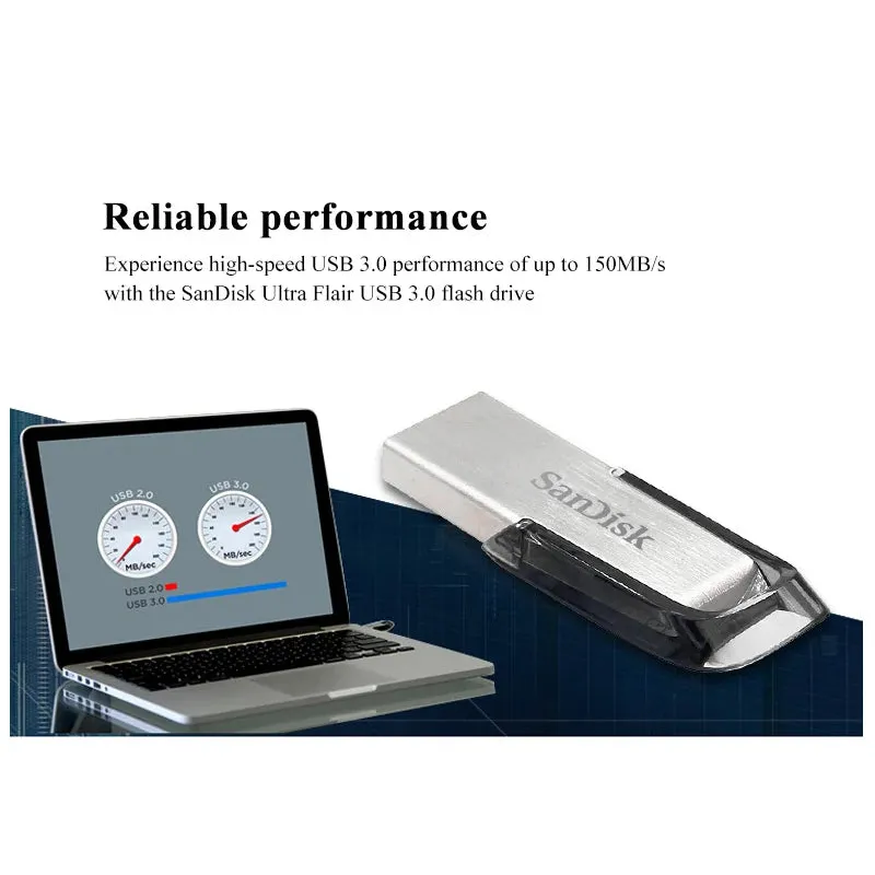 Original SanDisk Ultra Flair CZ73 USB 3.0 Flash Drive 32GB 64GB Memory Stick 128GB 256GB 16GB USB Pen Drive U Disk For Computer