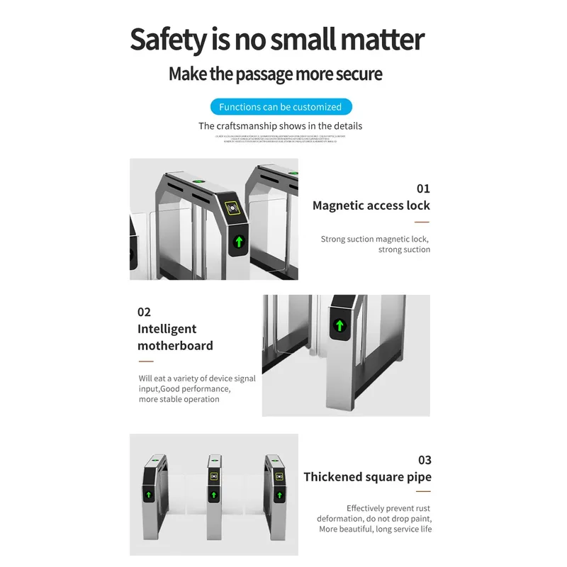High Performance Face Recognition Security Access Door Station Automatic Ticket Gate High Speed Access Turnstile Gate