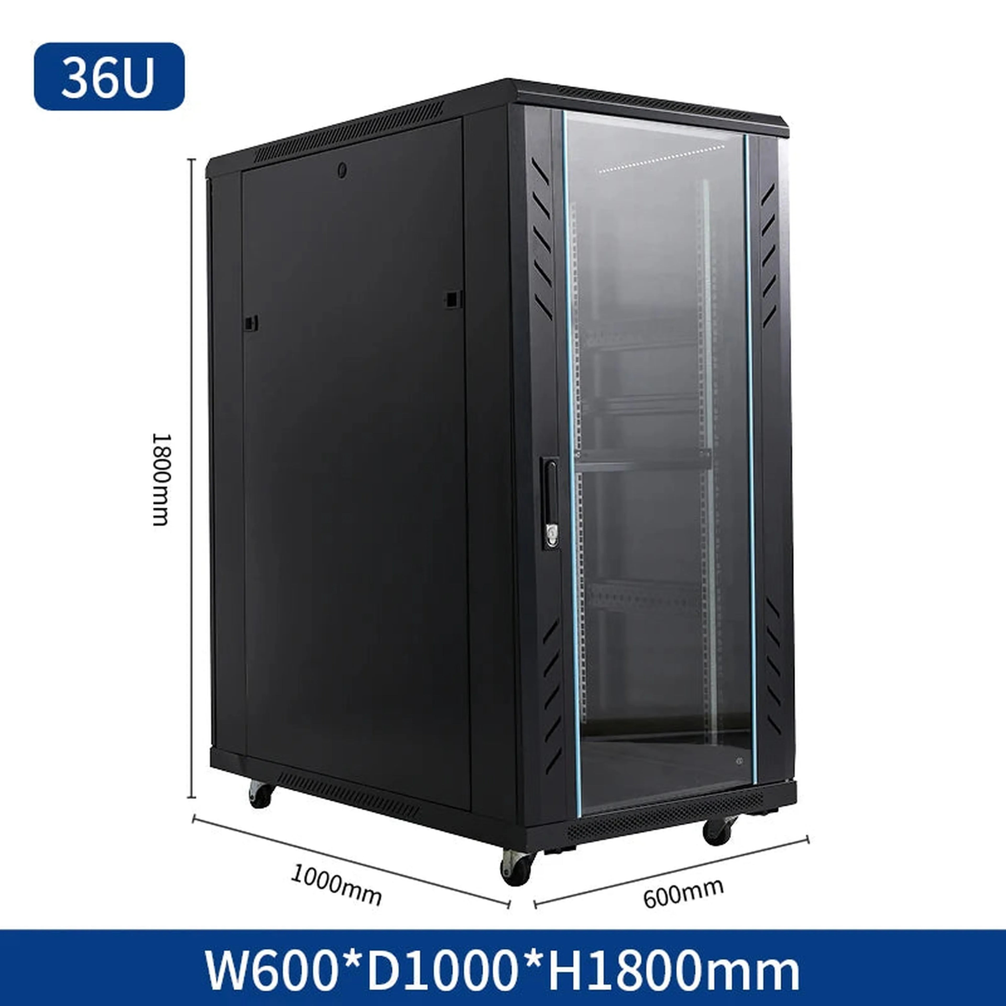 Mobile vertical floor stand 18u 22u 32u 36u network cabinet carriage 19 inch 42u server rack with cooling