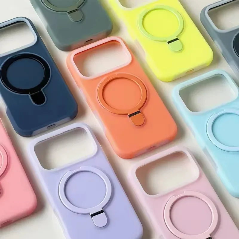 HOCE Liquid Silicone Bracket Magnetic Case For iPhone 17 Air 16 15 14 13 Pro Max With Camera Control Button Shockproof Cover