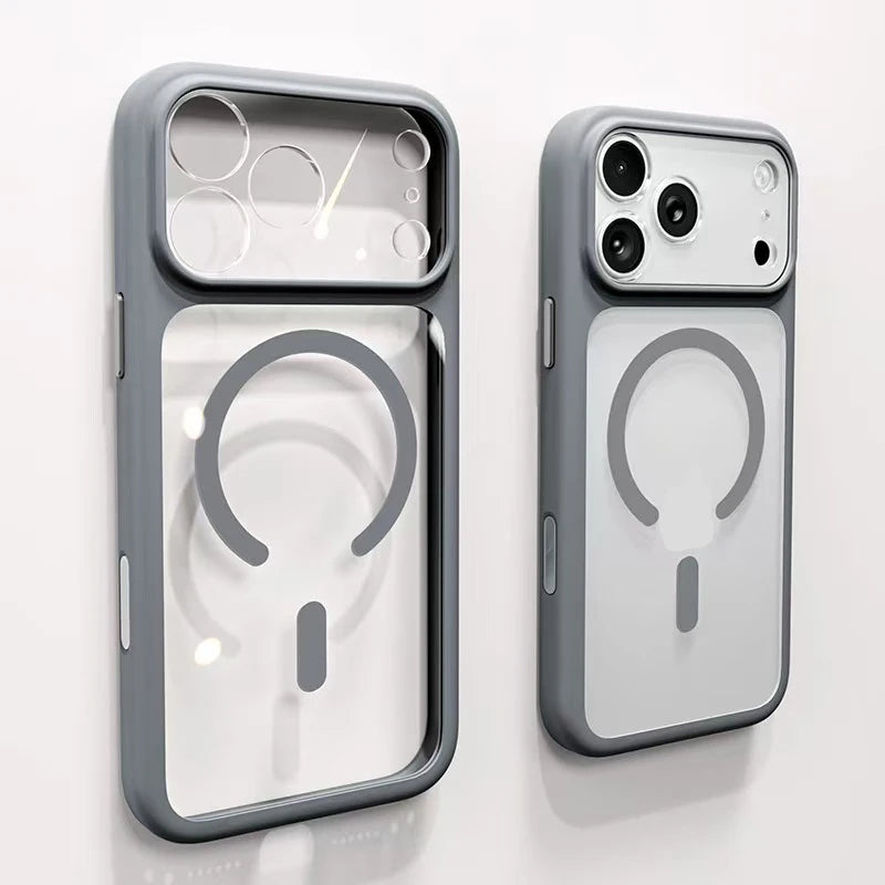 Magnetic Business Simplicity Shockproof Orange Bumper Camera Button Case For iPhone 17 Pro Max Clear Lens PC Cover For Magsafe