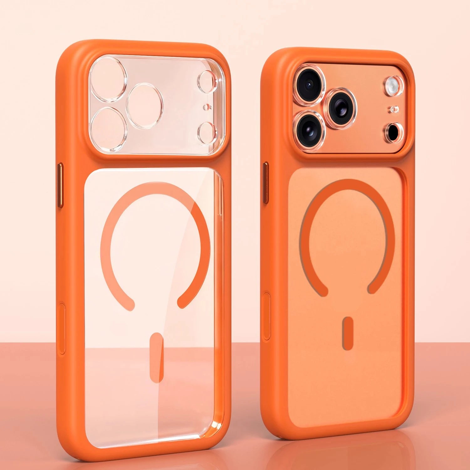 Magnetic Business Simplicity Shockproof Orange Bumper Camera Button Case For iPhone 17 Pro Max Clear Lens PC Cover For Magsafe