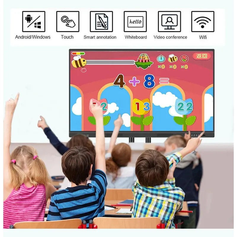 Factory price 86 inches tempered glass large size classroom school digital touch screen interactive digital whiteboard
