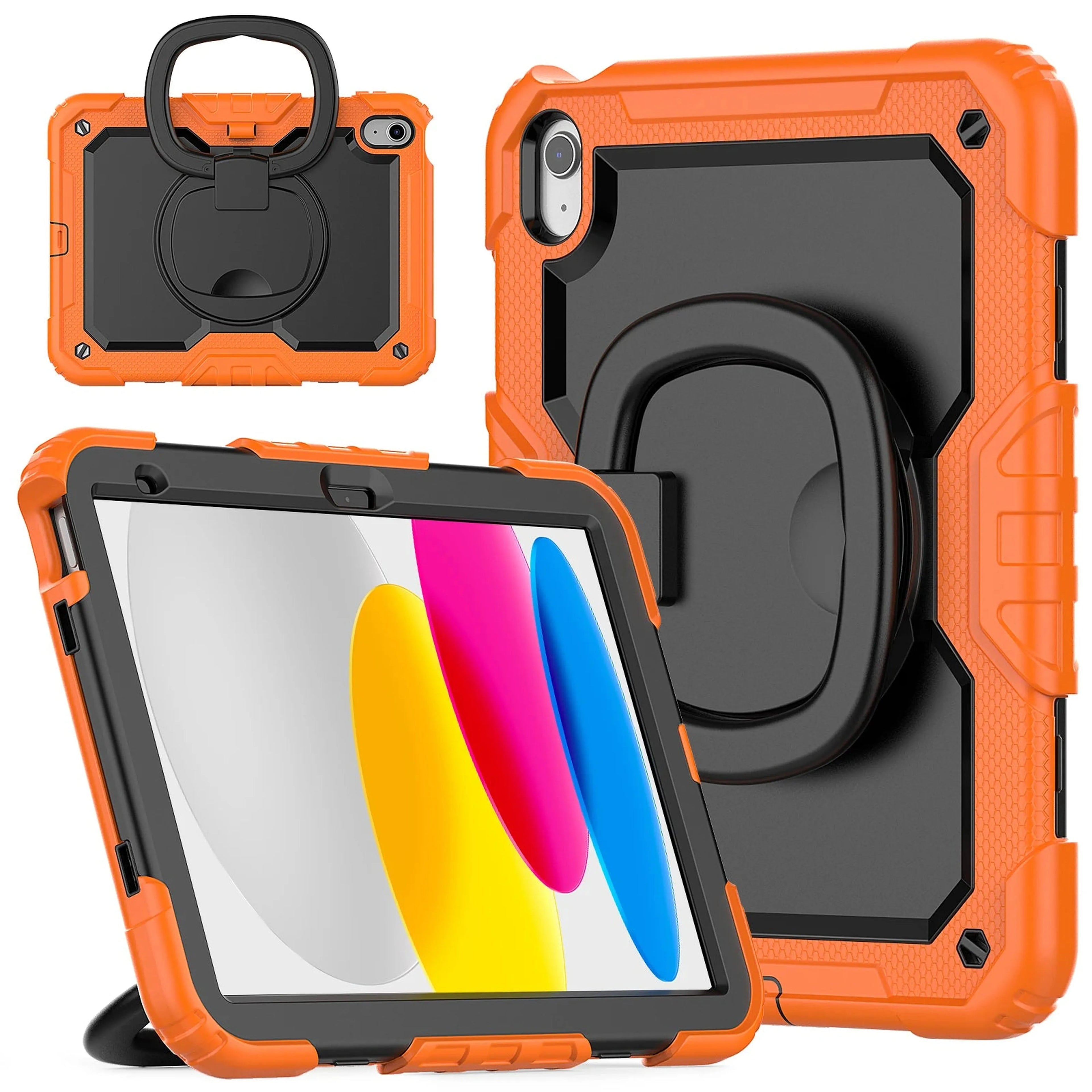 Handle Grip Case Universal For iPad A16 2025 11th 10.9 2022 10th Gen. With Shoulder Strap 360 Rotating Stand Hybrid Kids Cover