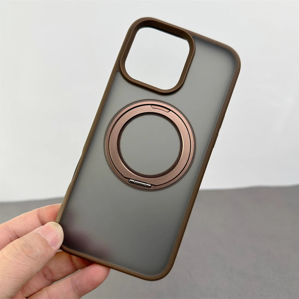 360° Rotation Metal Ring Holder Magnetic Bumper Case for iPhone 16 Pro Max 15 14 13 For Magsafe Wireless Charge Shockproof Cover